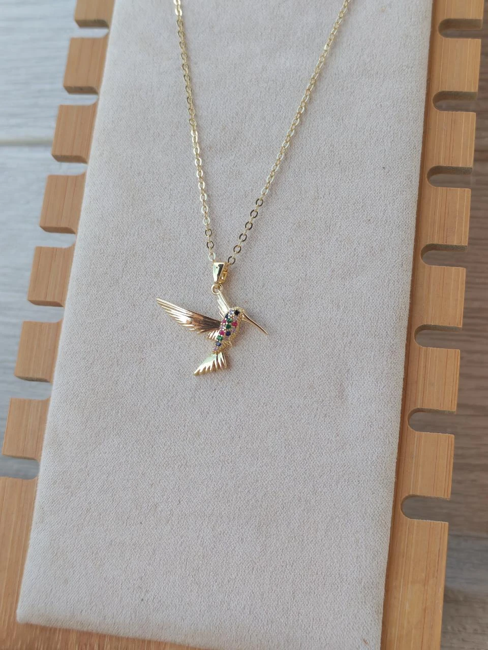 Gold hummingbird necklace multicolored zircon Gold Plated 3017 at 11.99€ – photo 2